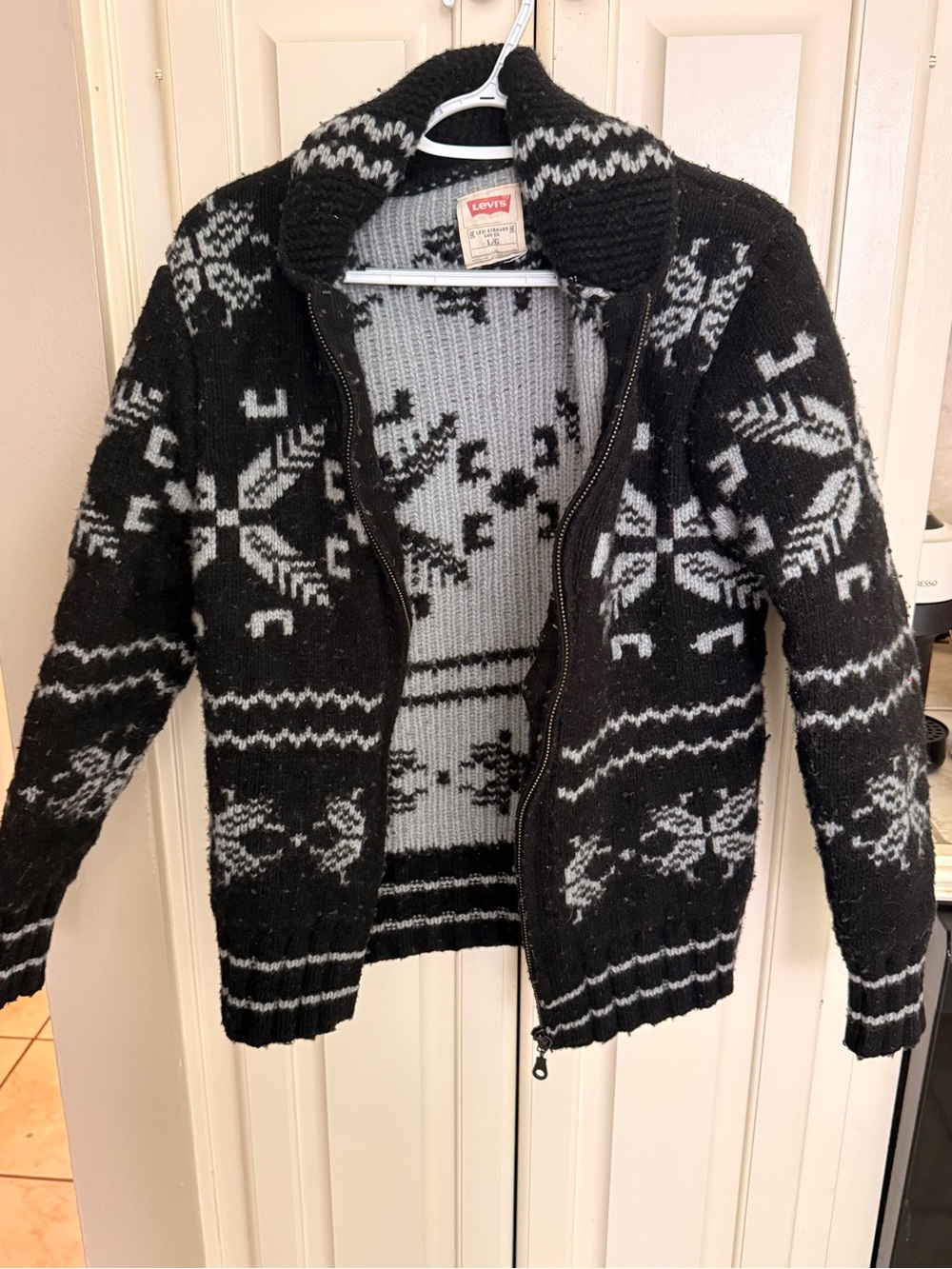 Levi's Black & Gray Knit Zip-Up Nordic Cardigan